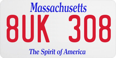 MA license plate 8UK308