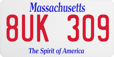 MA license plate 8UK309