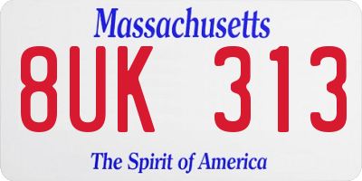 MA license plate 8UK313