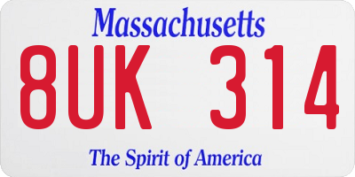 MA license plate 8UK314