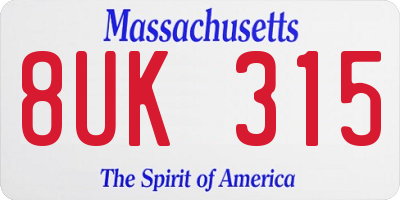 MA license plate 8UK315