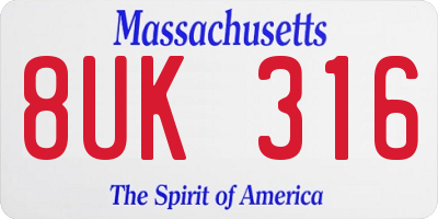 MA license plate 8UK316
