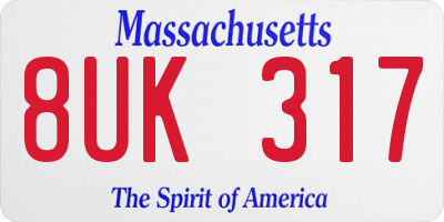 MA license plate 8UK317