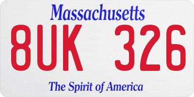 MA license plate 8UK326