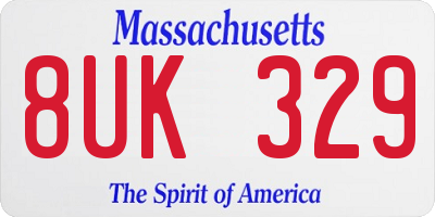 MA license plate 8UK329