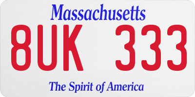 MA license plate 8UK333