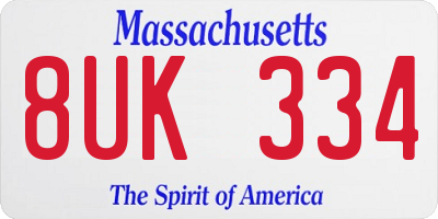 MA license plate 8UK334