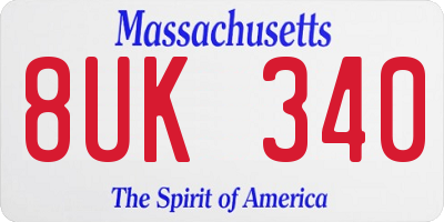 MA license plate 8UK340