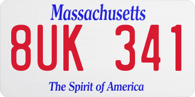 MA license plate 8UK341