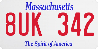 MA license plate 8UK342