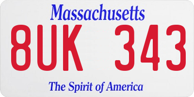 MA license plate 8UK343