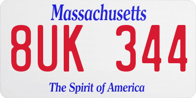 MA license plate 8UK344