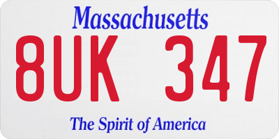 MA license plate 8UK347