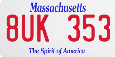 MA license plate 8UK353