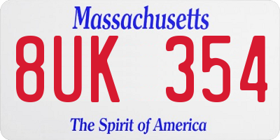 MA license plate 8UK354