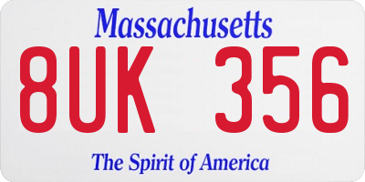 MA license plate 8UK356
