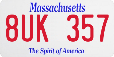 MA license plate 8UK357
