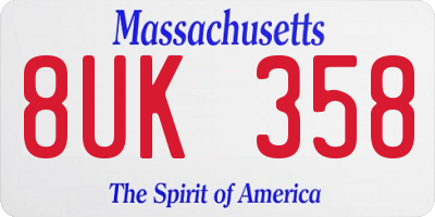 MA license plate 8UK358