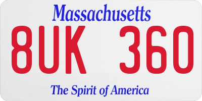 MA license plate 8UK360
