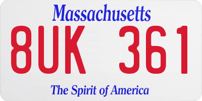 MA license plate 8UK361