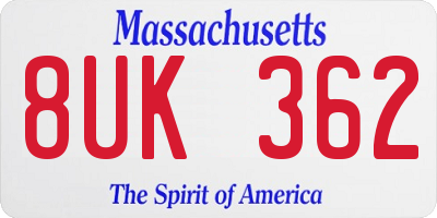 MA license plate 8UK362