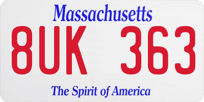 MA license plate 8UK363
