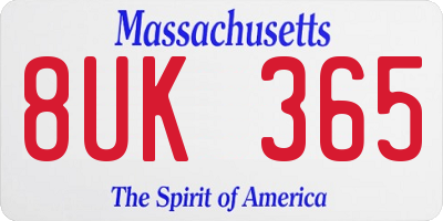 MA license plate 8UK365