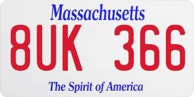 MA license plate 8UK366