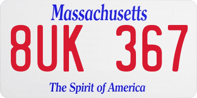 MA license plate 8UK367
