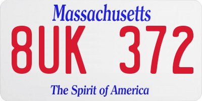 MA license plate 8UK372