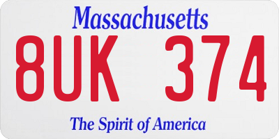 MA license plate 8UK374