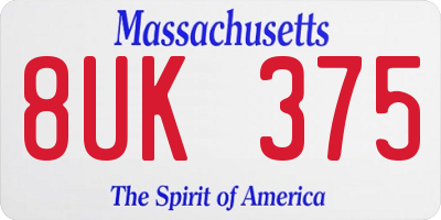 MA license plate 8UK375
