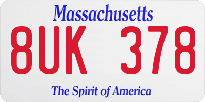 MA license plate 8UK378