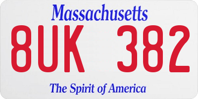MA license plate 8UK382