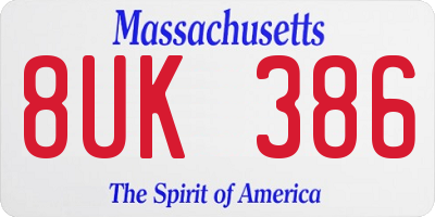 MA license plate 8UK386