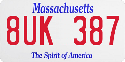 MA license plate 8UK387