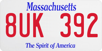 MA license plate 8UK392