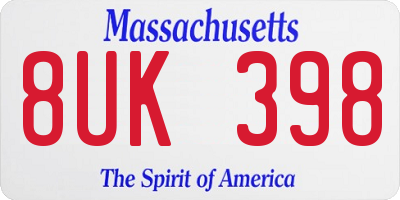 MA license plate 8UK398