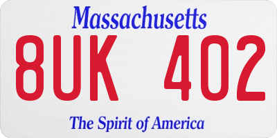 MA license plate 8UK402