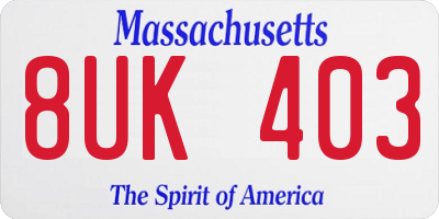 MA license plate 8UK403