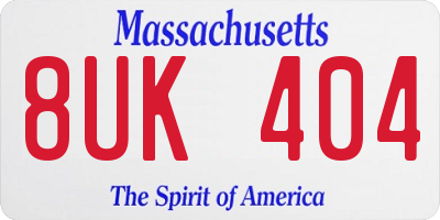 MA license plate 8UK404