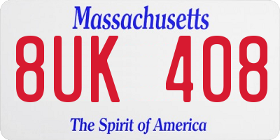 MA license plate 8UK408