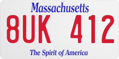 MA license plate 8UK412