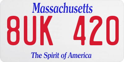 MA license plate 8UK420