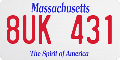 MA license plate 8UK431