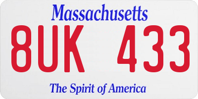 MA license plate 8UK433