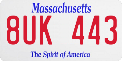MA license plate 8UK443