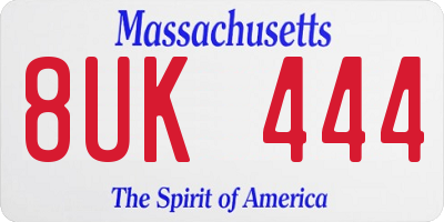 MA license plate 8UK444
