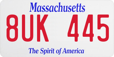 MA license plate 8UK445