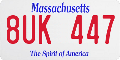 MA license plate 8UK447